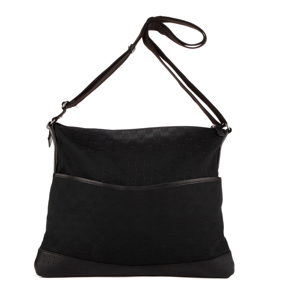 Gucci Large Flat Messenger in Black Monogrammed Canvas